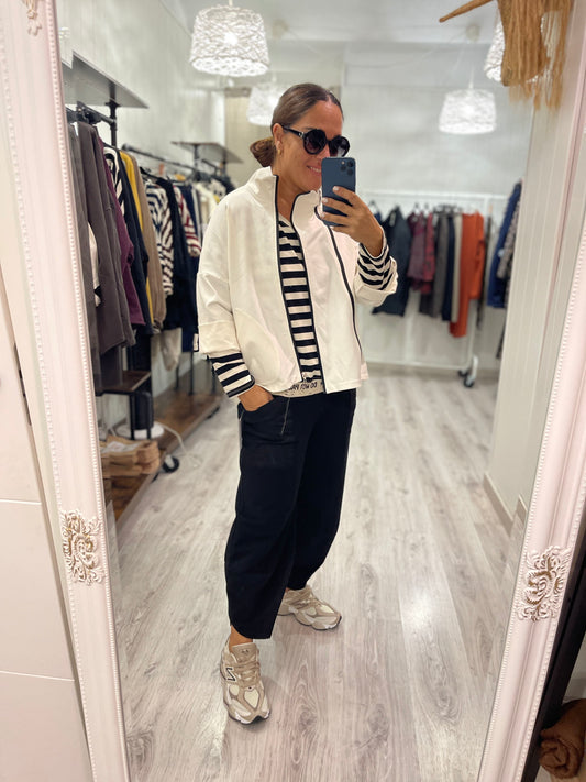 Chaqueta Zapper punto roma marfil - convertible