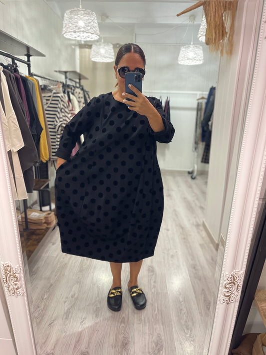 Vestido Topos punto roma negro