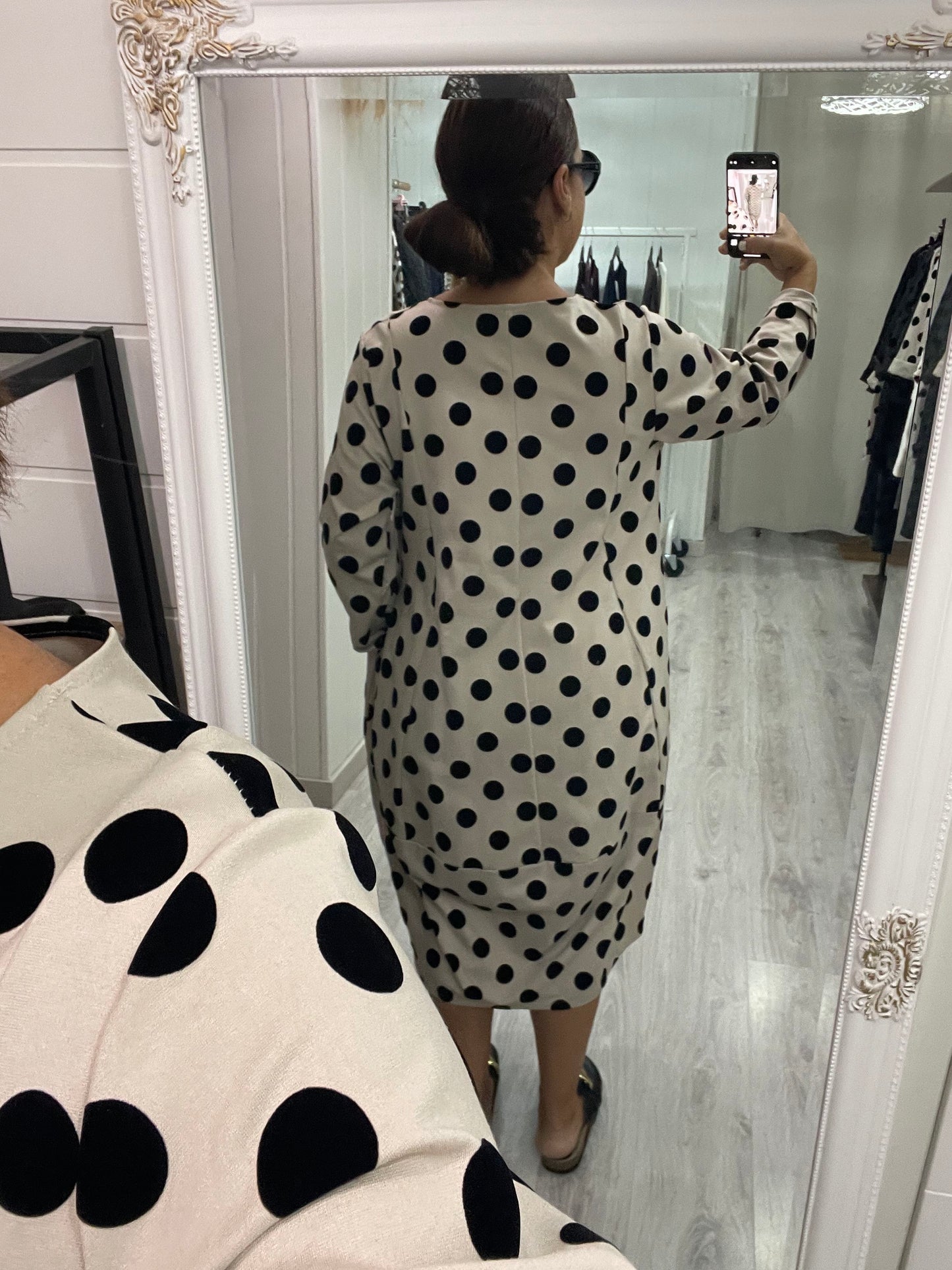 Vestido Topos punto roma beige