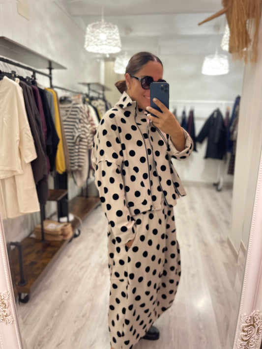 Chaqueta Zapper punto roma topos beige - convertible