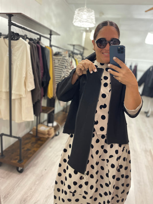 Chaqueta Zapper punto roma negro - convertible