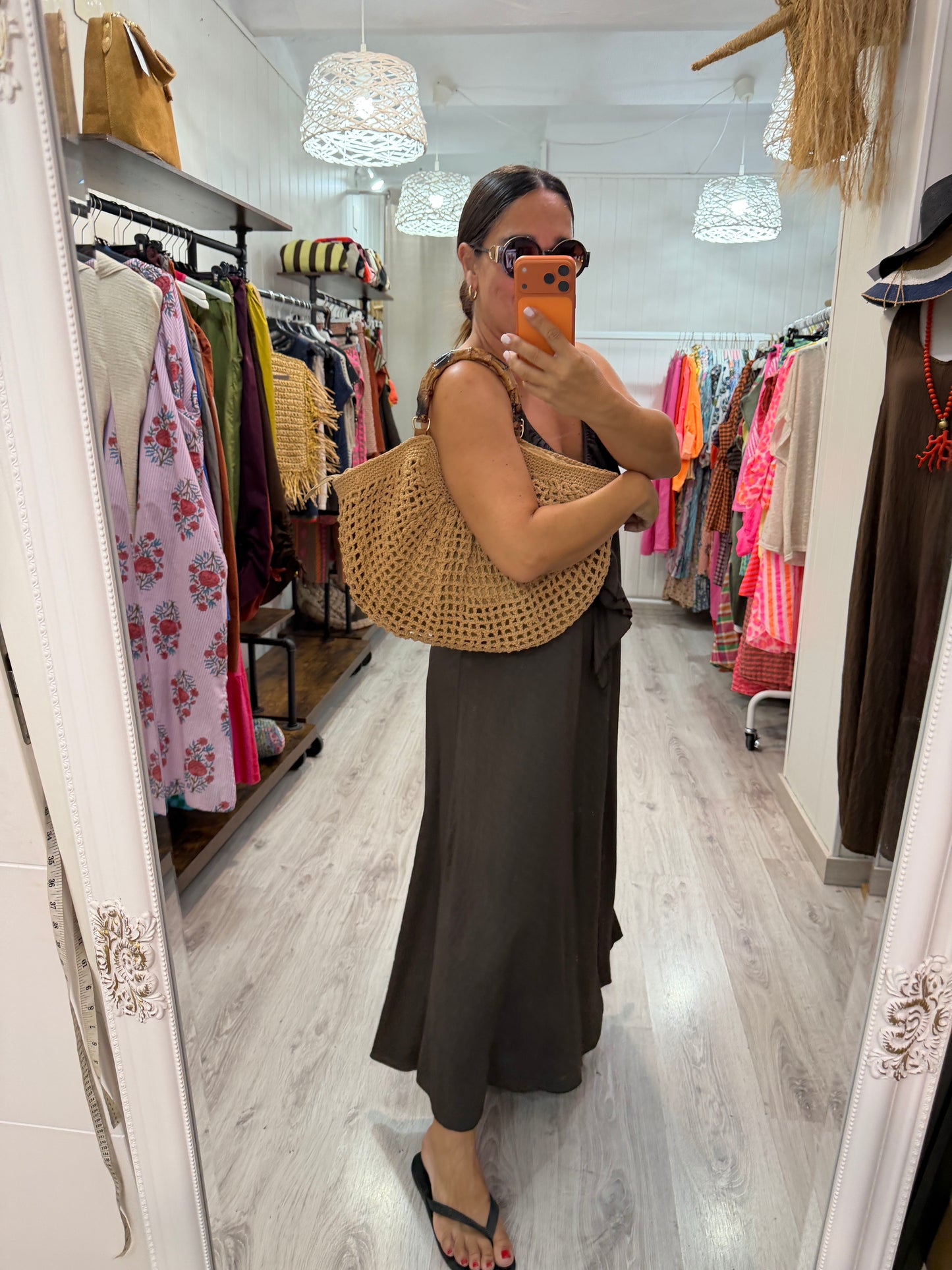 Bolso crochet asa madera