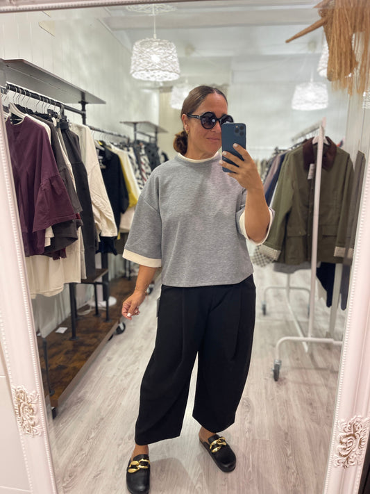 Sudadera Anna punto roma gris