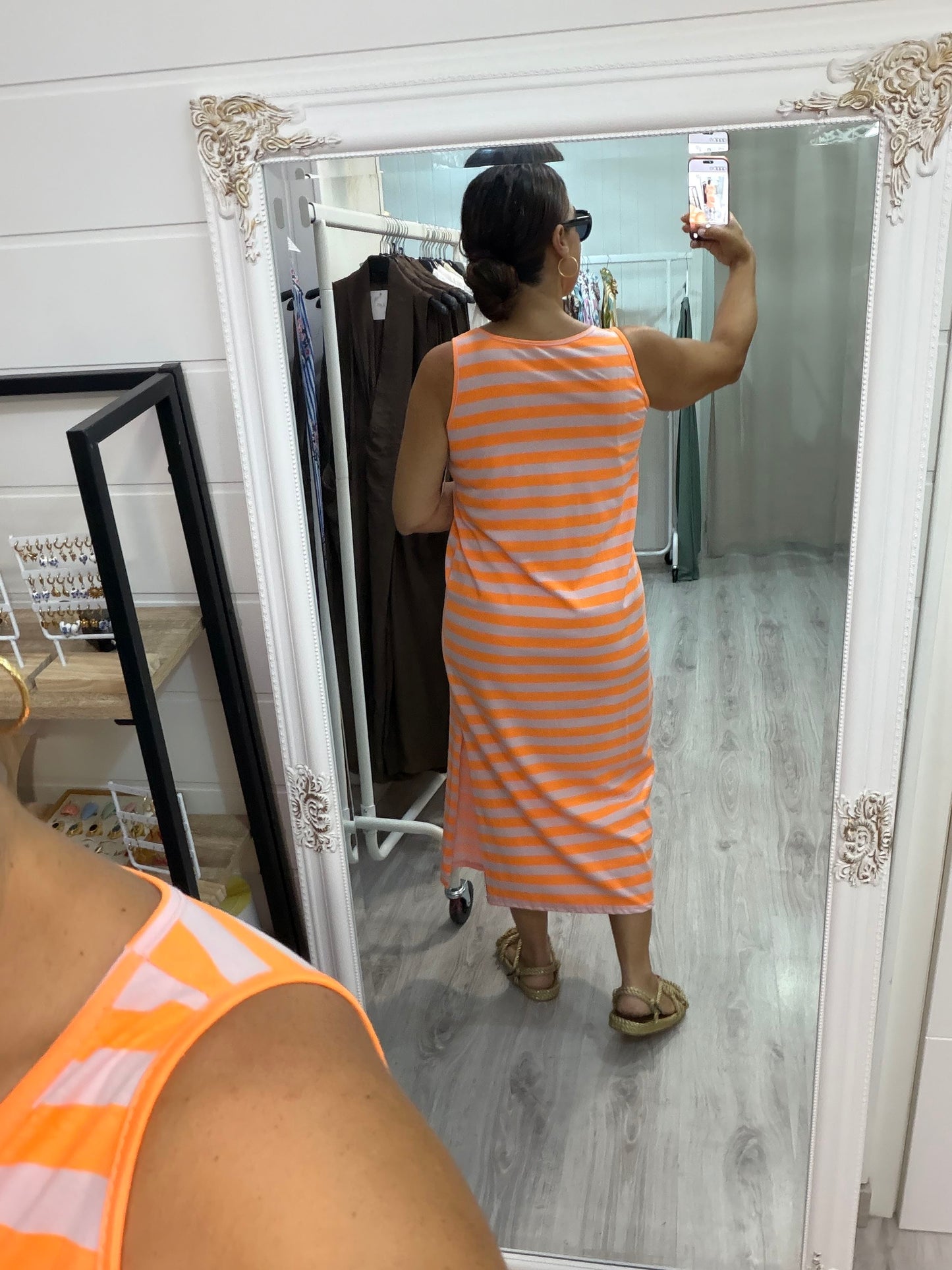 Vestido Marsella rosa y naranja