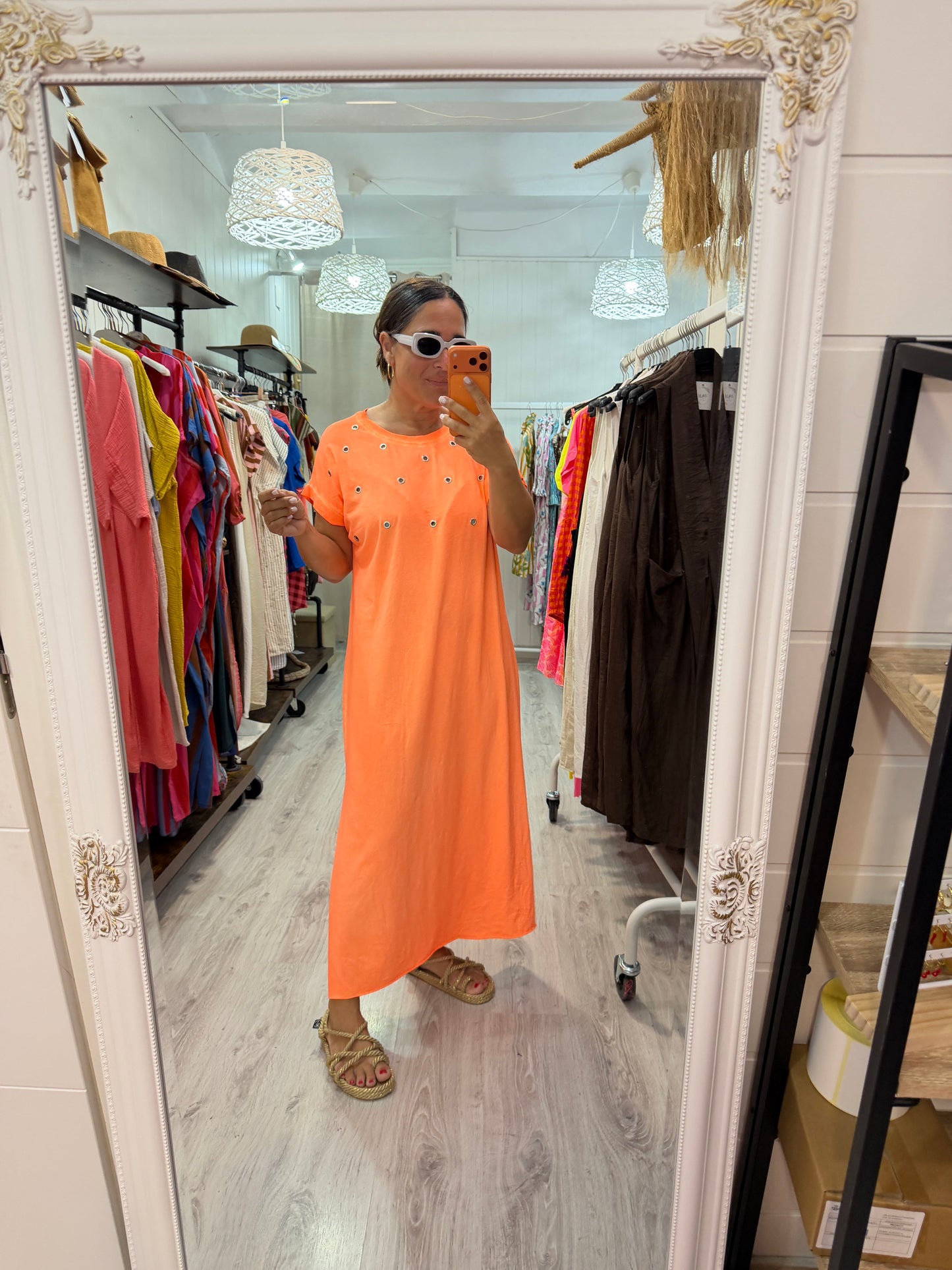 Vestido Tachas Fluor naranja