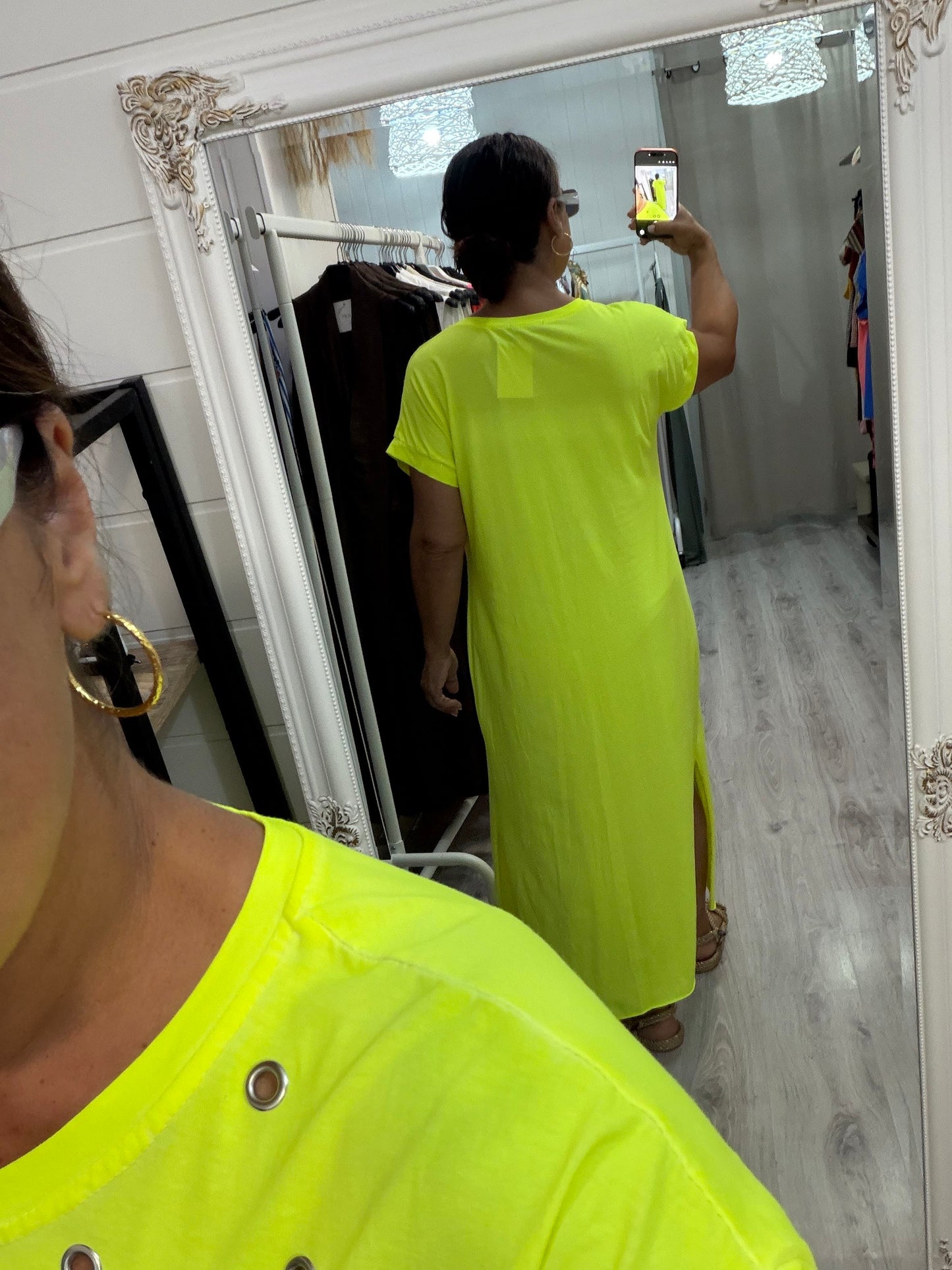 Vestido Tachas Fluor amarillo