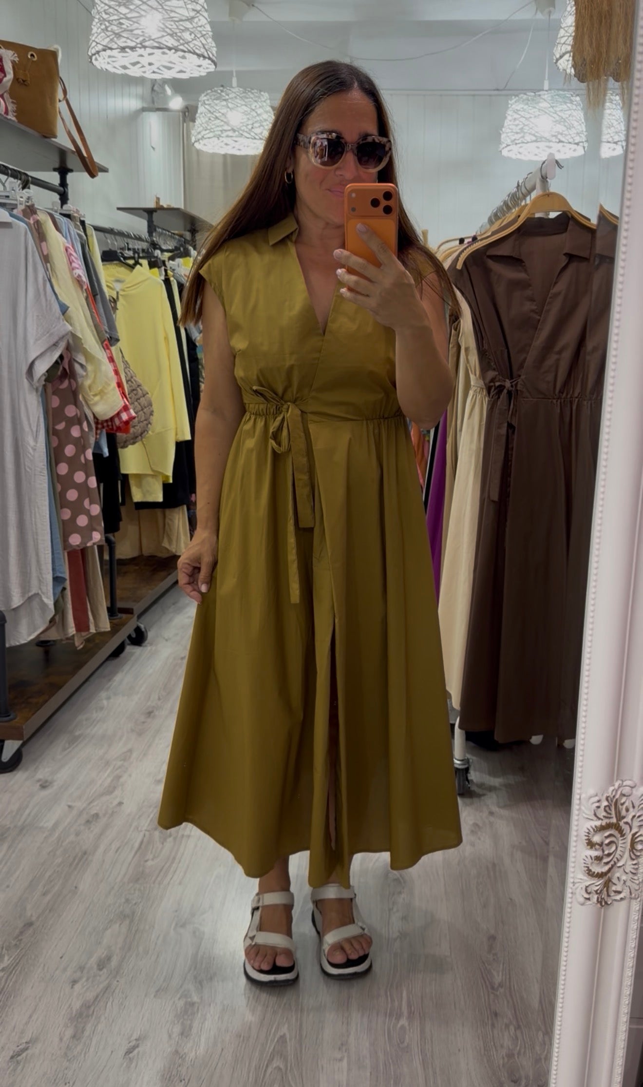 Vestido Grace cruzado camel