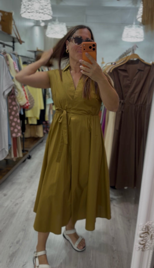 Vestido Grace cruzado camel