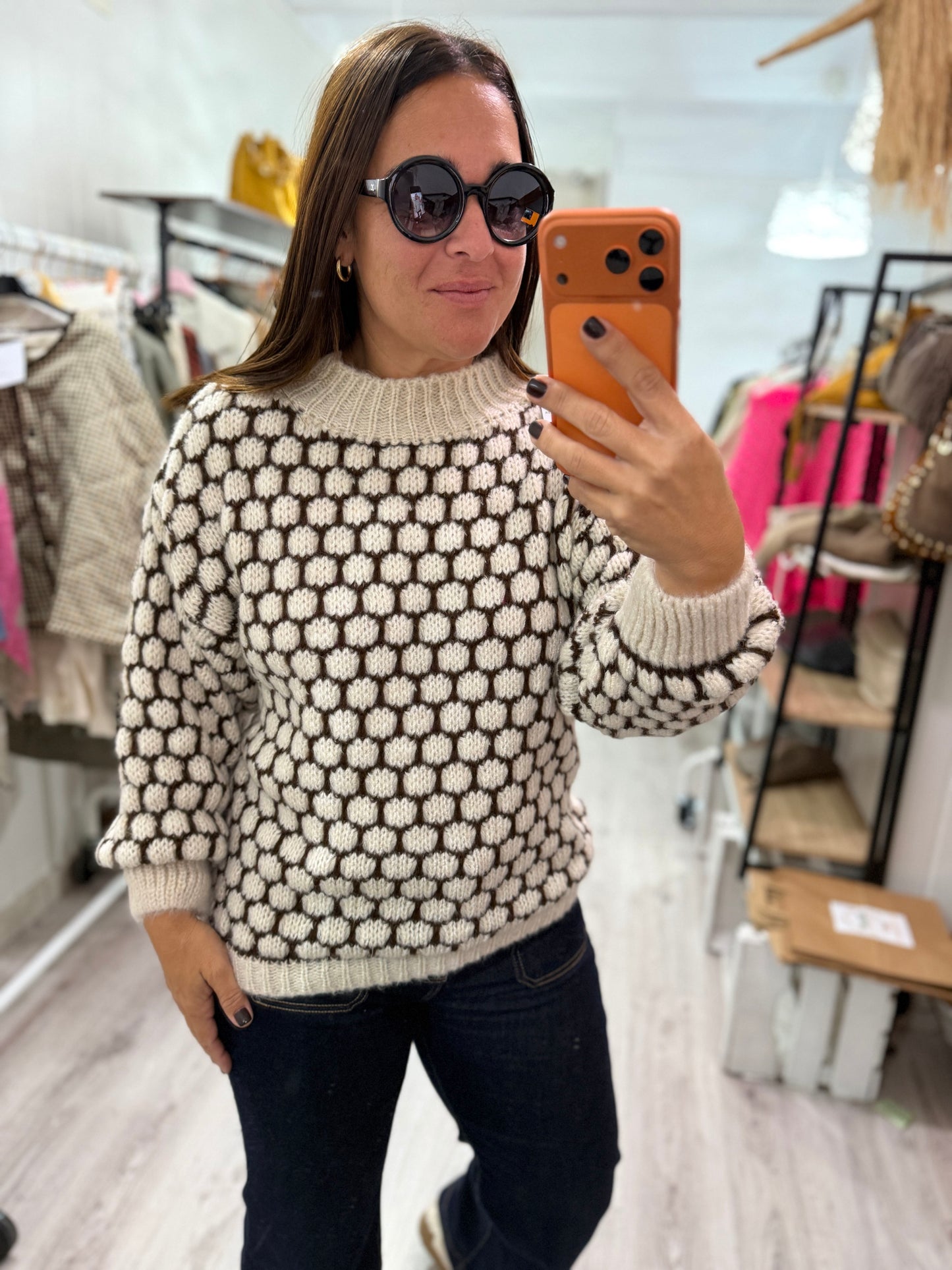 Jersei Bee beige y chocolate