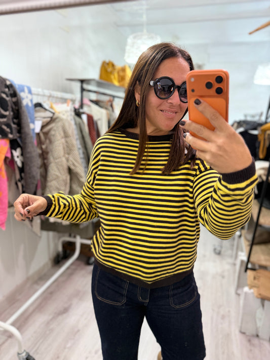 Jersei Biarritz amarillo y chocolate