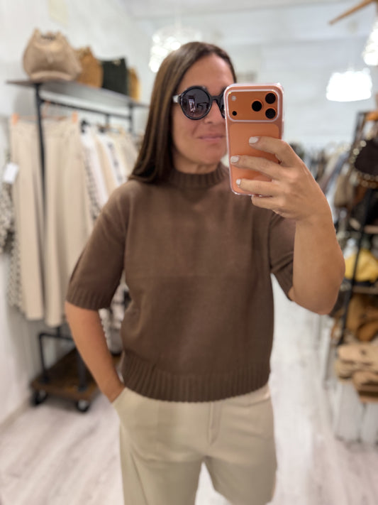 Jersei Mar manga corta marrón