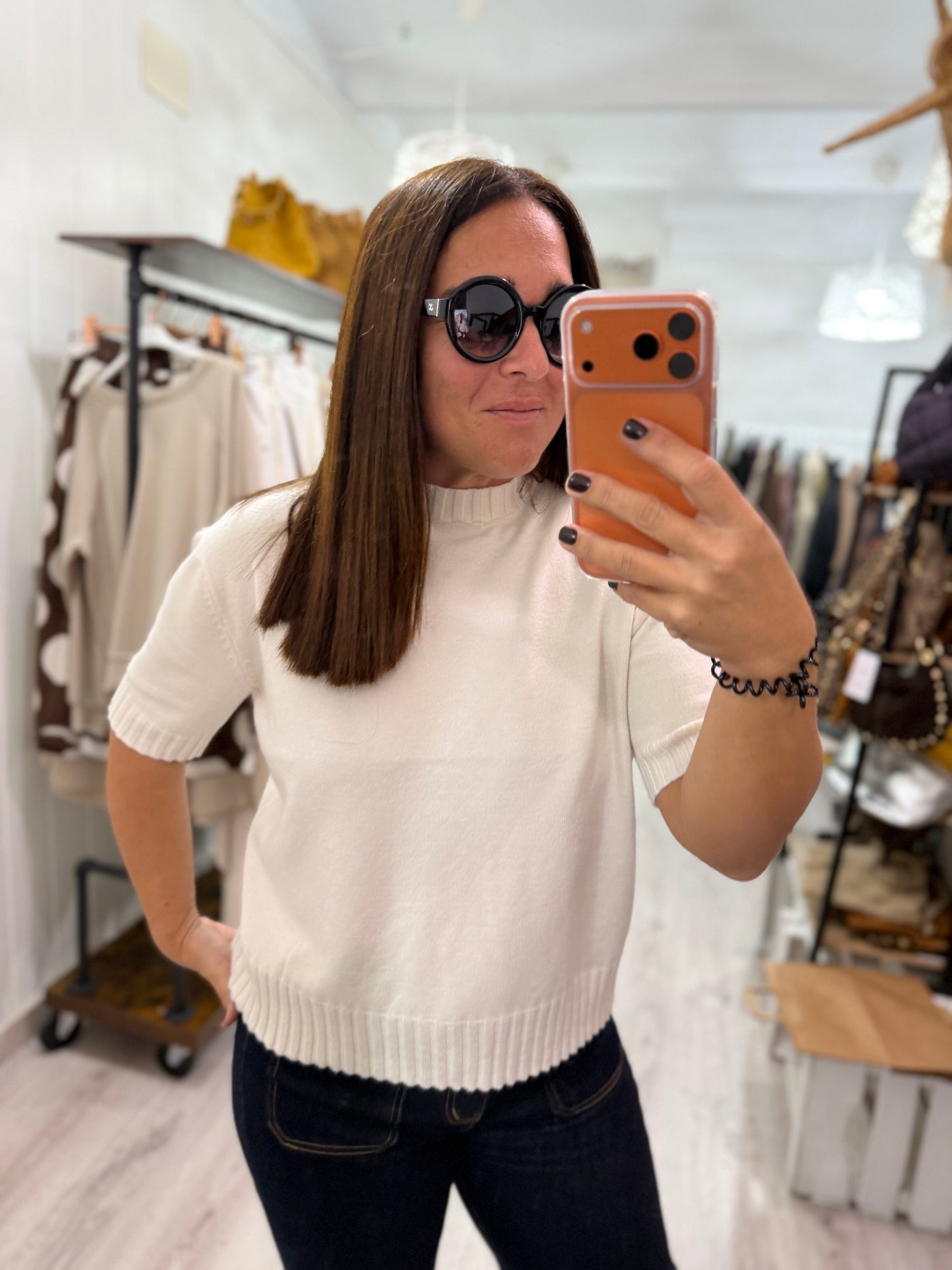 Jersei Mar manga corta marfil