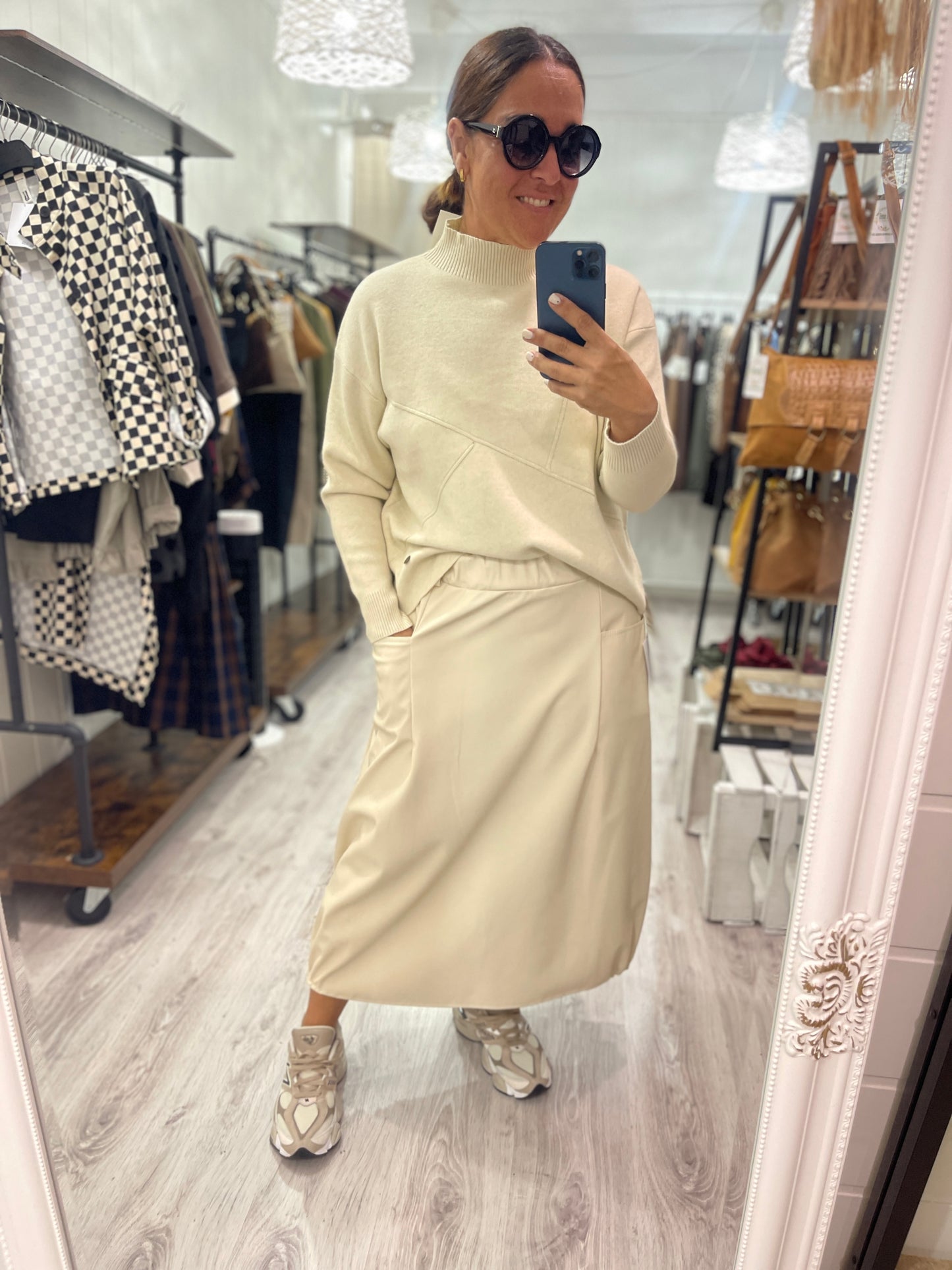 Falda Nagore ecopiel beige