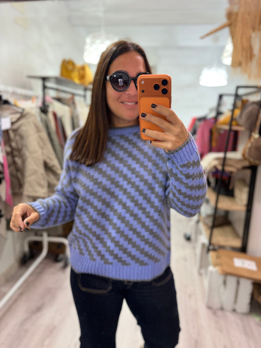 Jersei Funny zigzag azul y gris