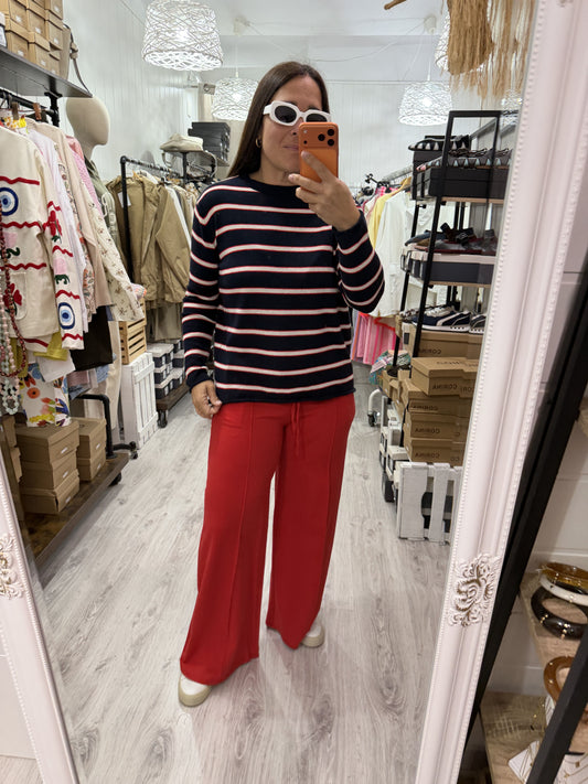 Jersei Marine marino y rojo