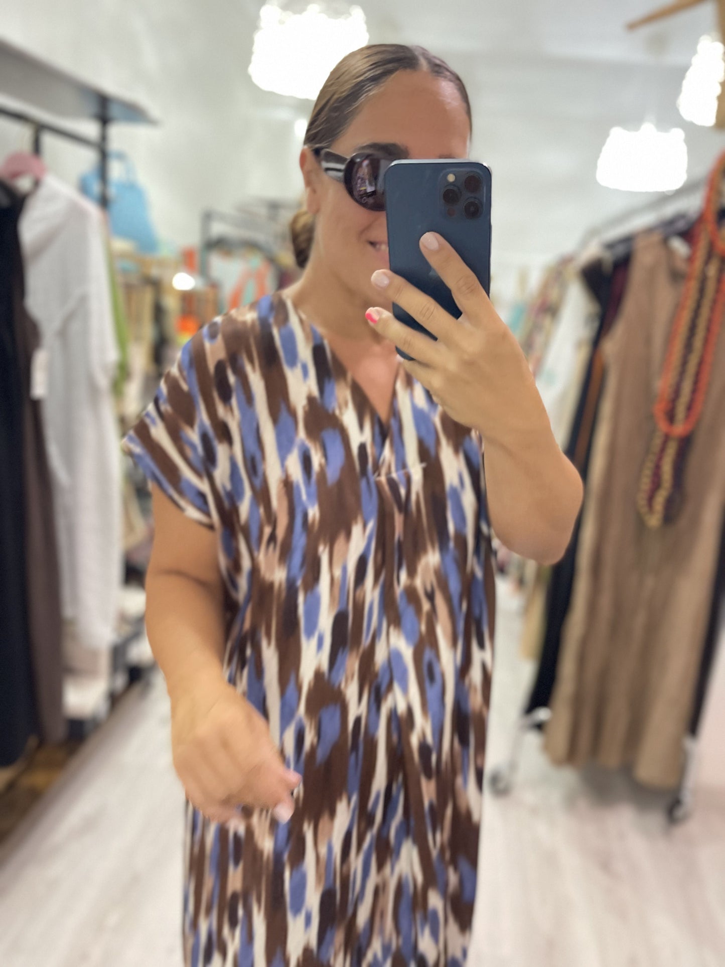 Kaftan Maika azul y chocolate