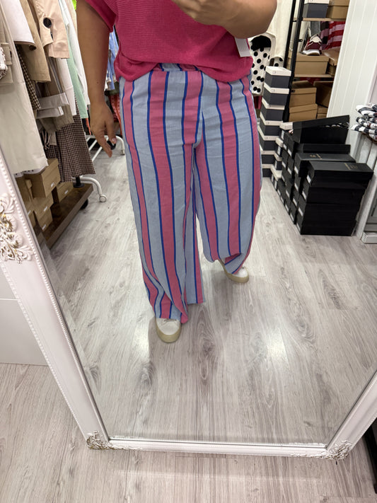 Pantalón Sintra fucsia, azul cielo y azul klein