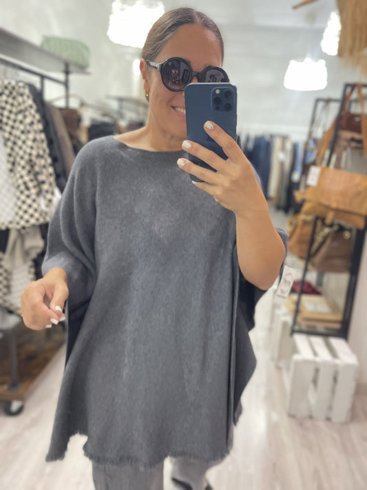 Poncho Fleco gris