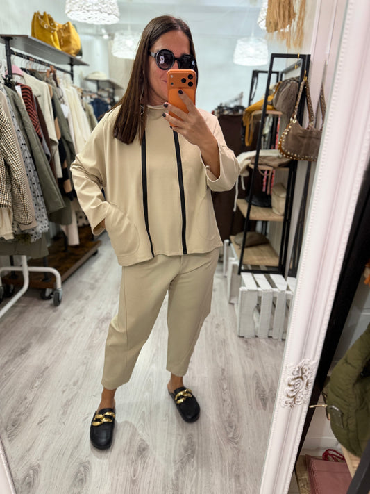 Chaqueta Zapper punto roma beige convertible