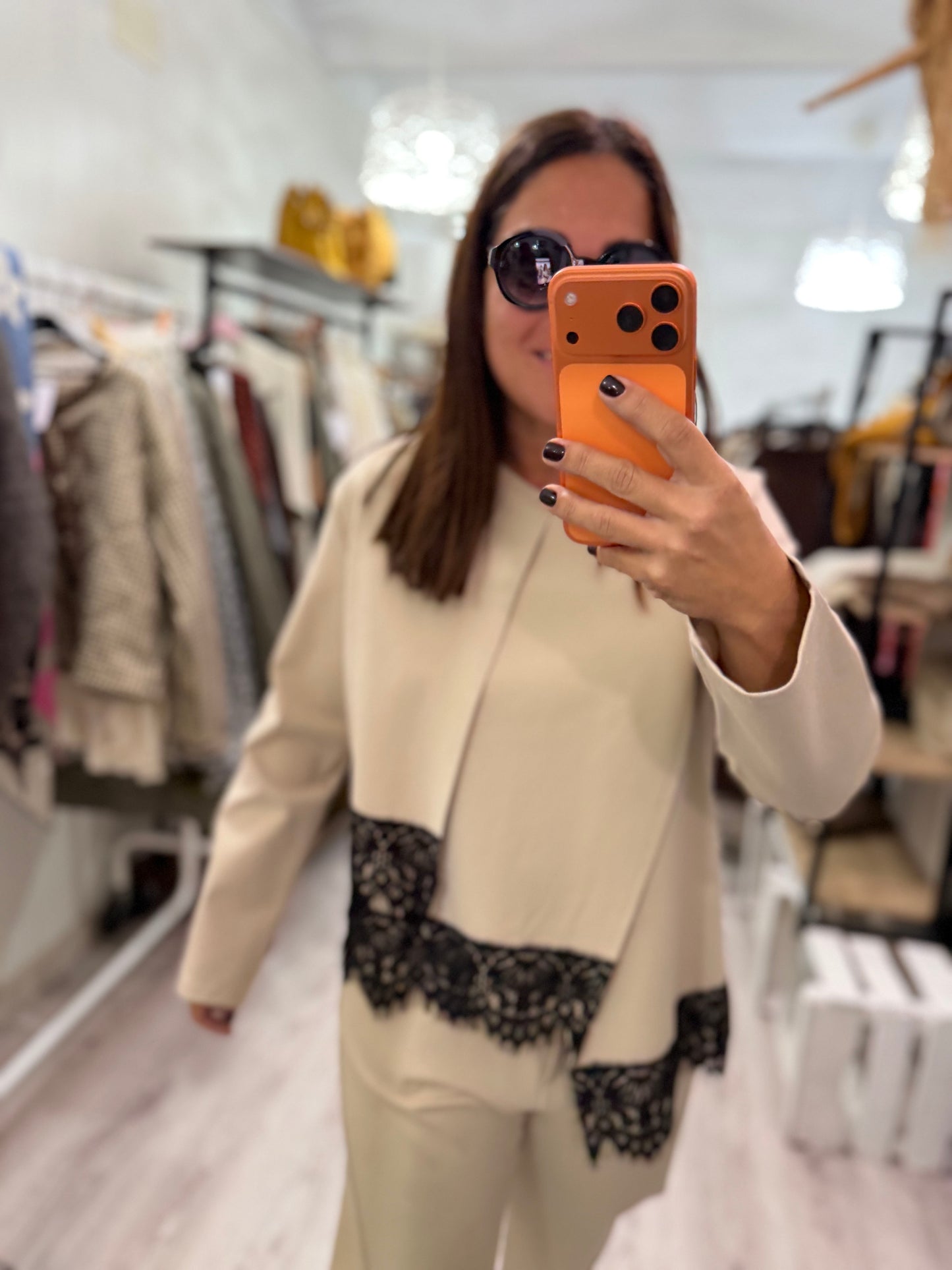 Sudadera Scala punto roma beige