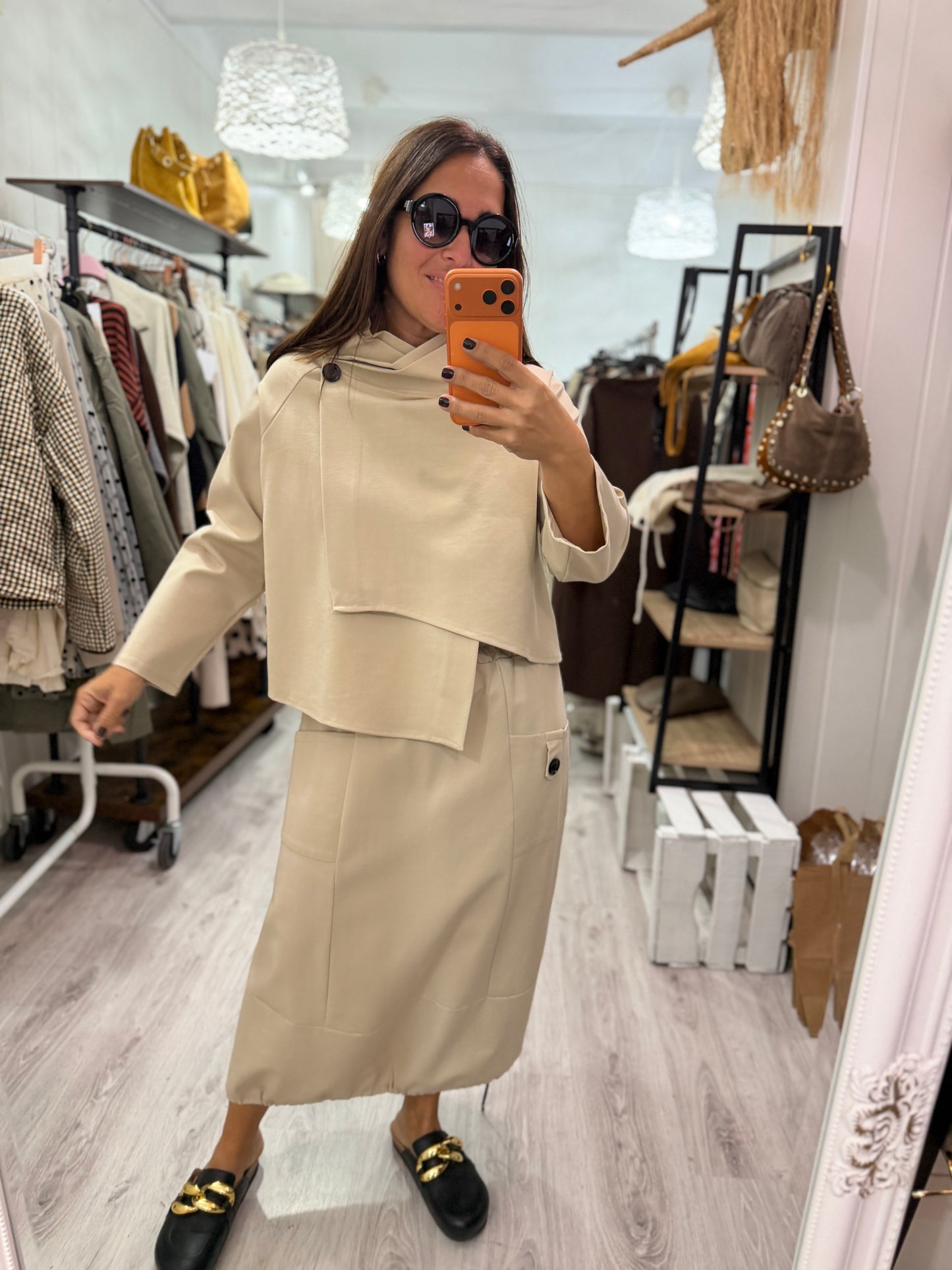 Chaqueta Botón punto roma beige