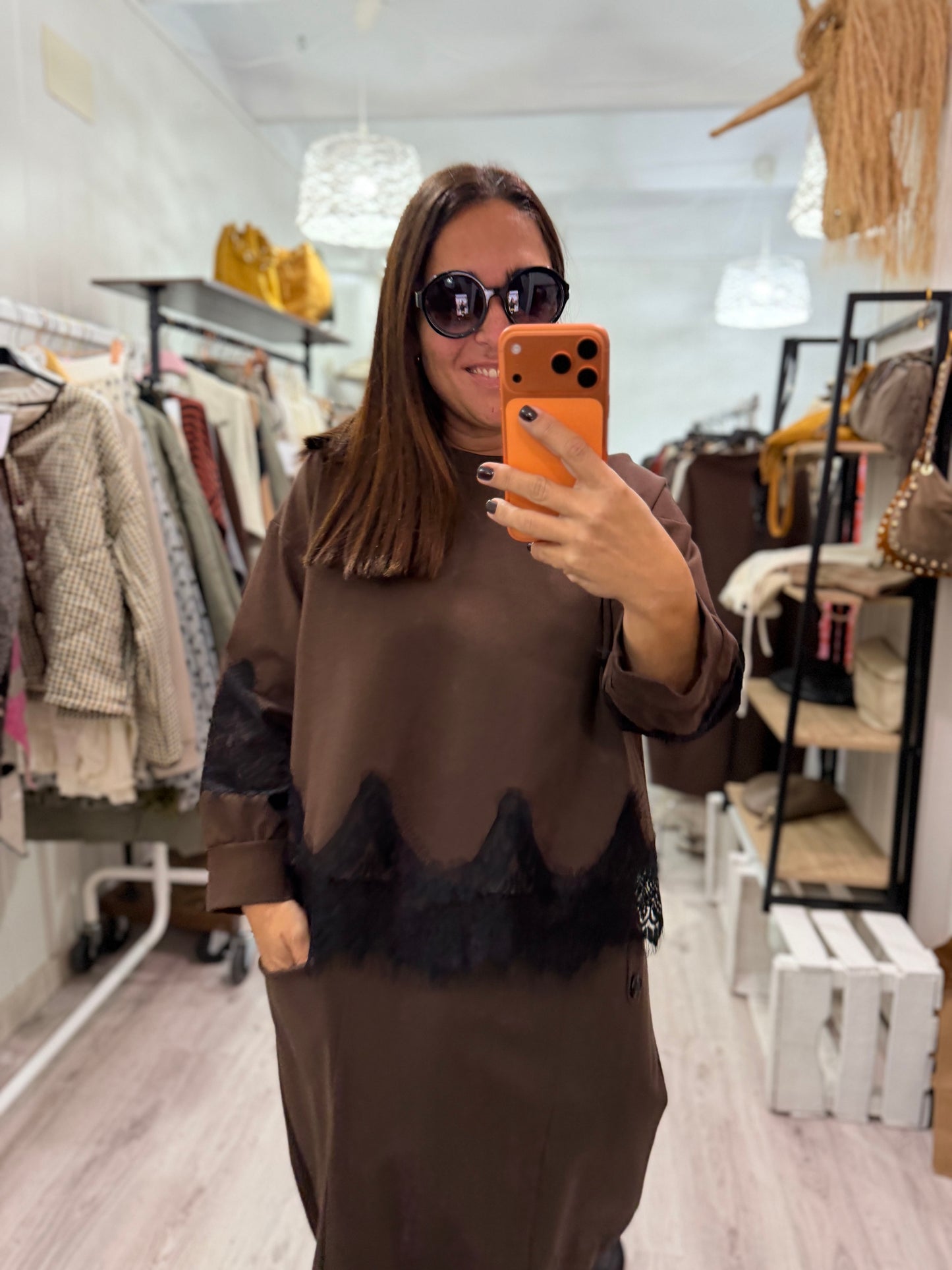 Sudadera Lace punto roma chocolate