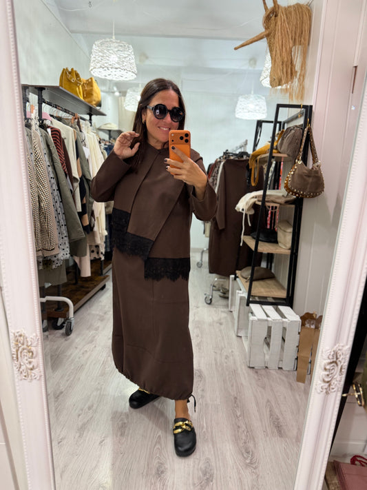 Sudadera Scala punto roma chocolate