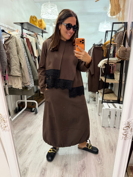 Falda Botón chocolate