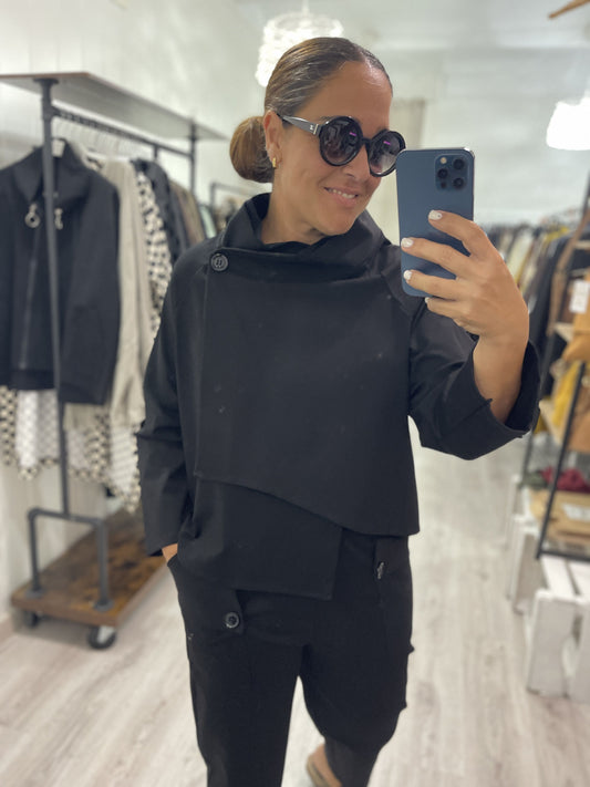 Chaqueta Botón punto roma negro