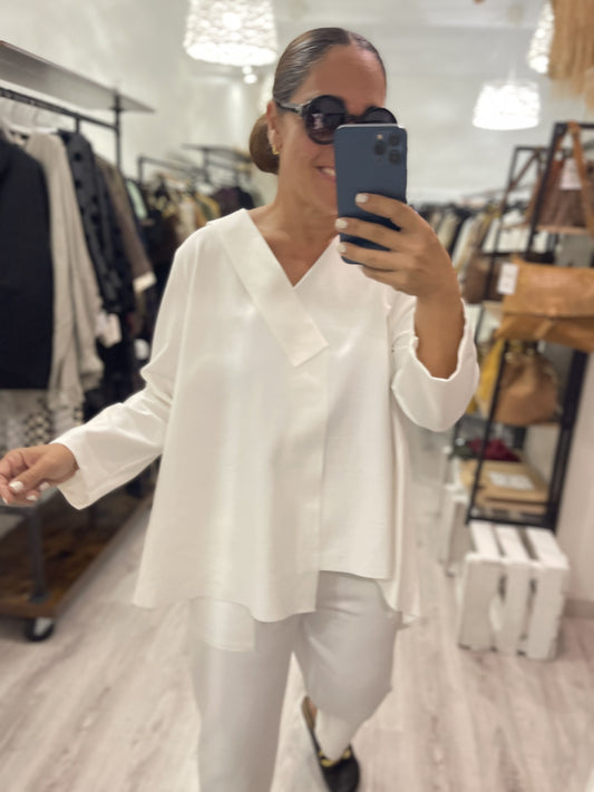 Sudadera Pico oversize punto roma blanco