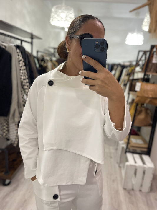 Chaqueta Botón punto roma blanco