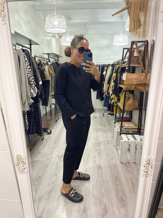 Sudadera Plisados punto roma negro