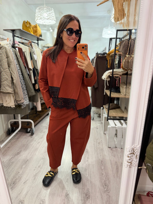 Sudadera Scala punto roma teja