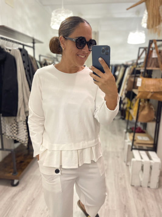 Sudadera Plisados punto roma blanco