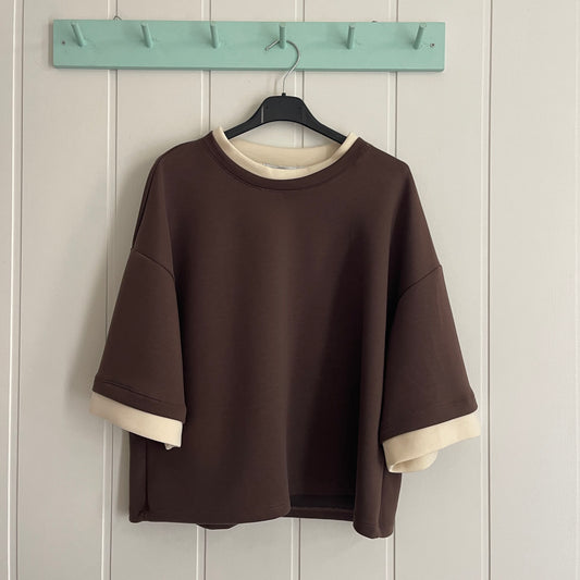 Sudadera Anna punto roma chocolate