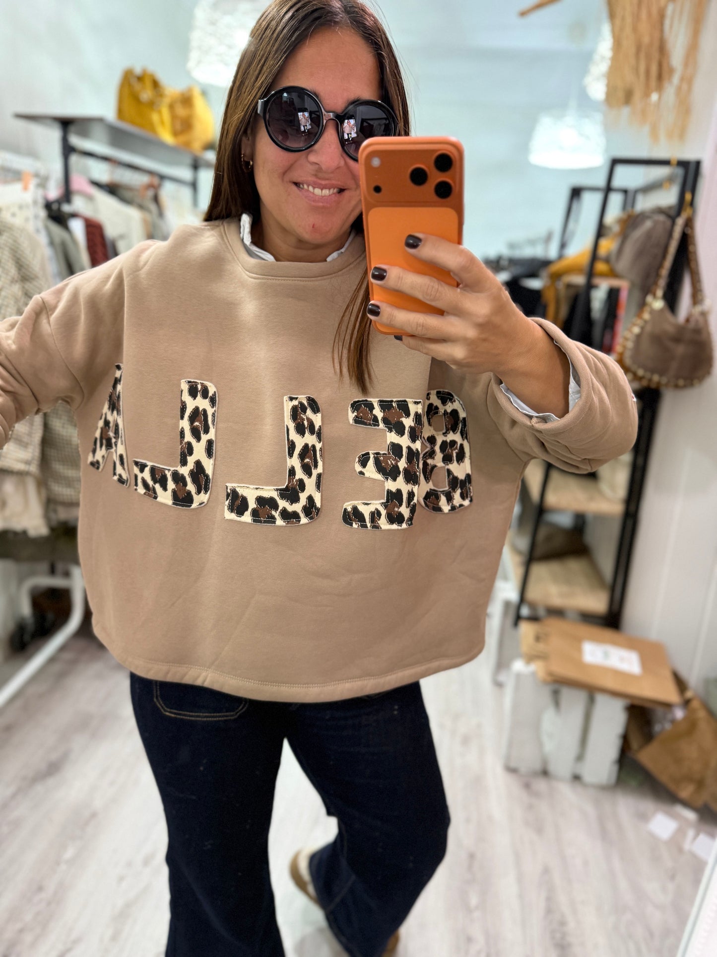 Sudadera Bella afelpada camel