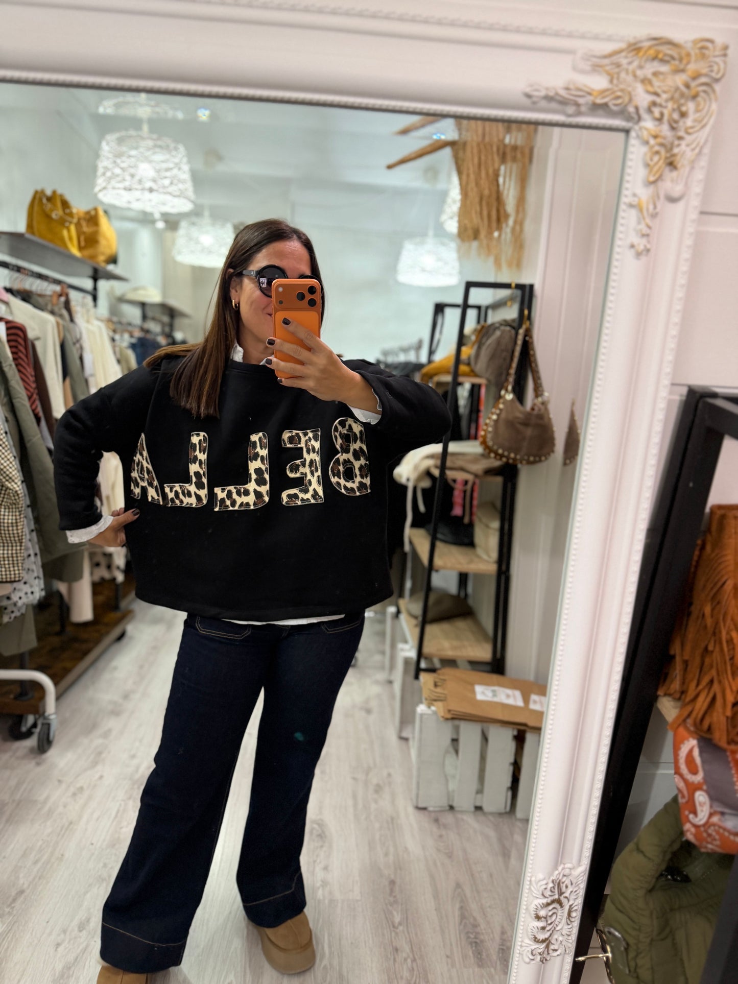 Sudadera Bella afelpada negro