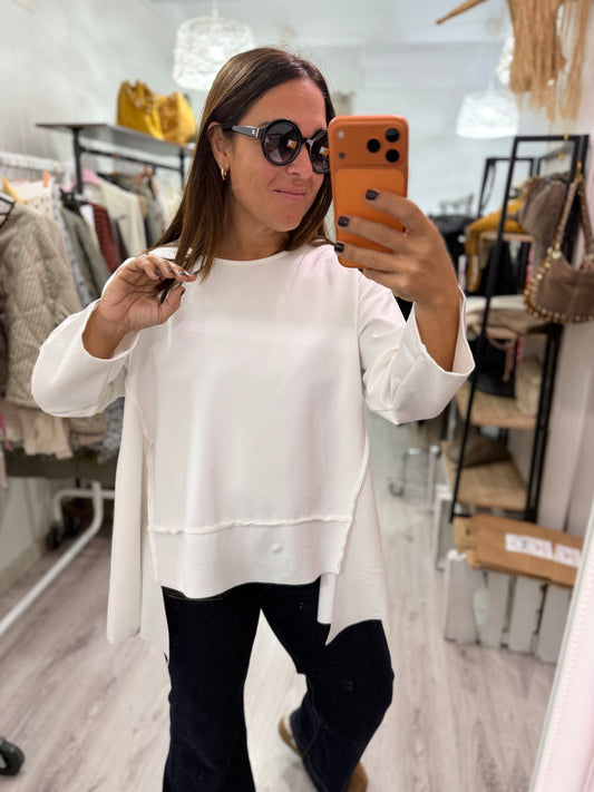 Sudadera Bowie punto roma blanco