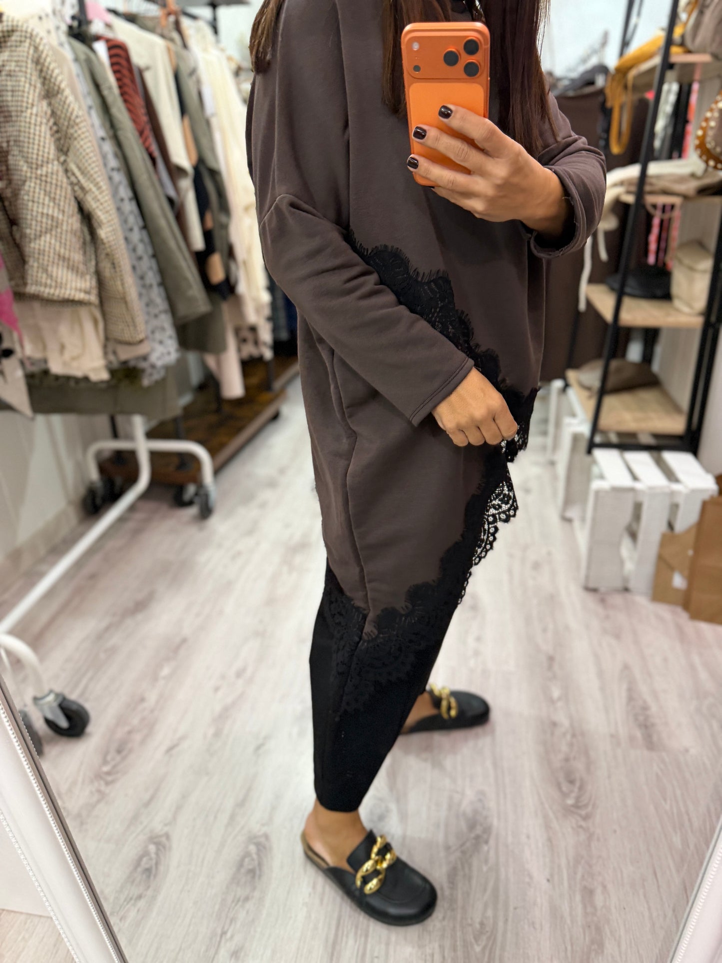 Sudadera Pico lencera chocolate