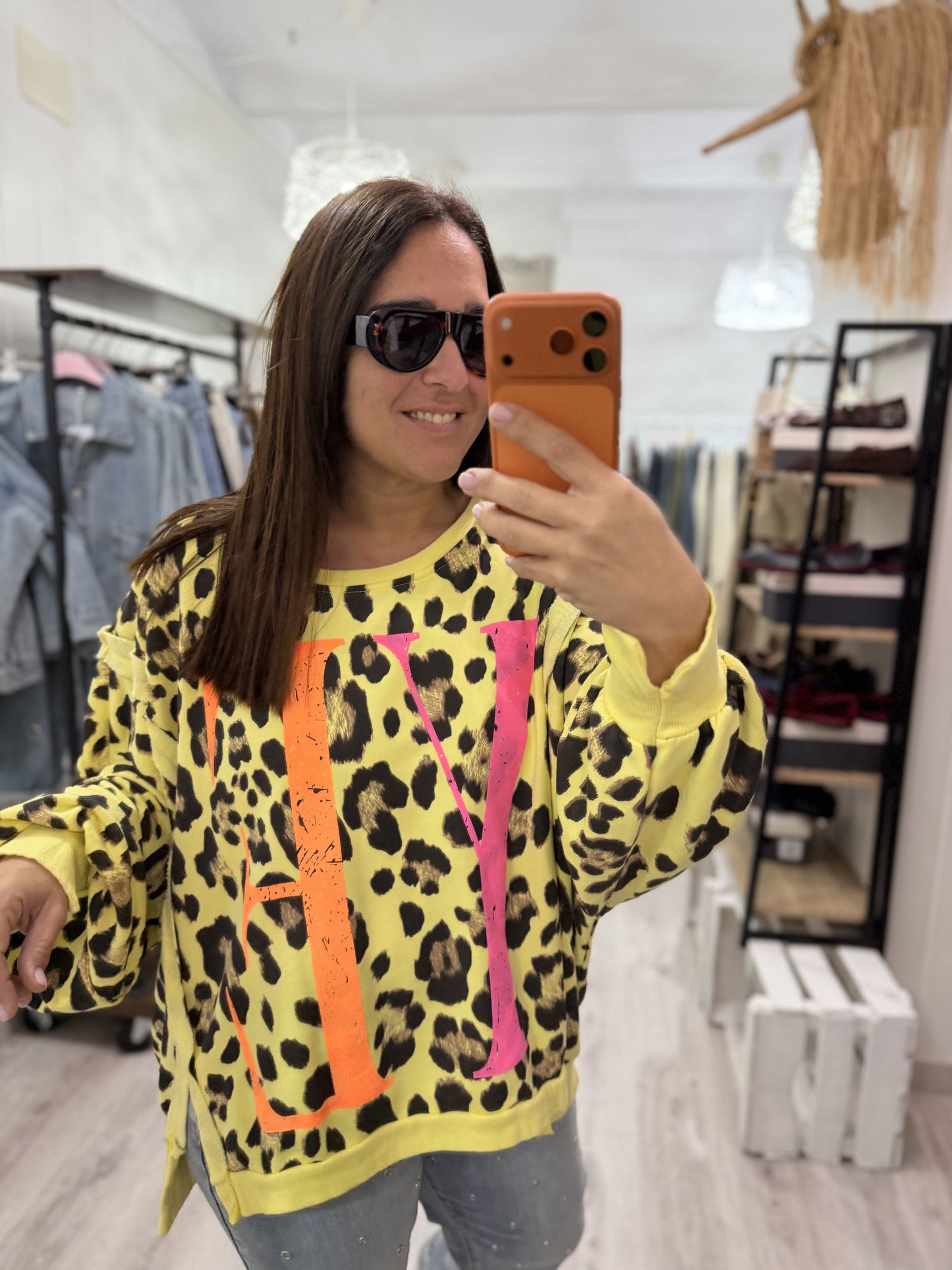 Sudadera Yeah oversize fluor amarillo