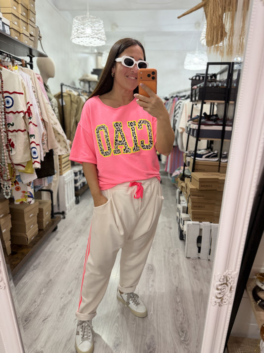 Pantalón Baggy rayas fluor