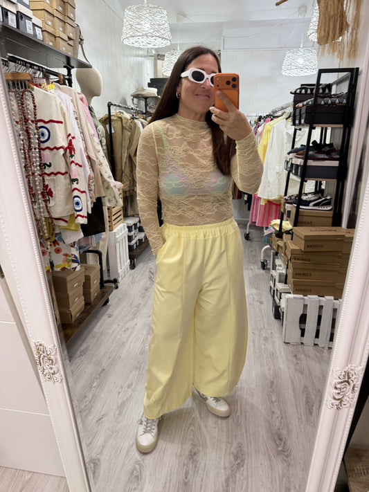 Pantalón Punto Roma balloon amarillo