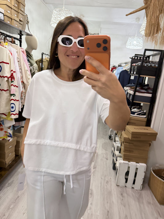 Sudadera Irati efecto doble blanco