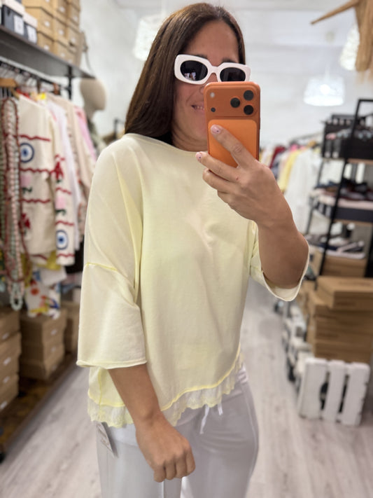 Sudadera Puntilla amarillo
