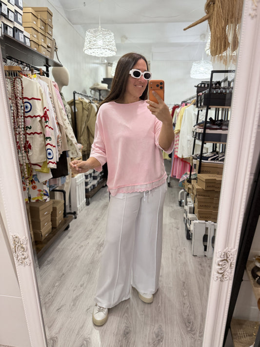 Sudadera Puntilla rosa