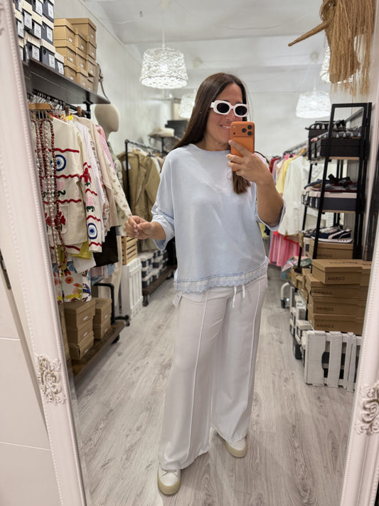 Sudadera Puntilla azul cielo