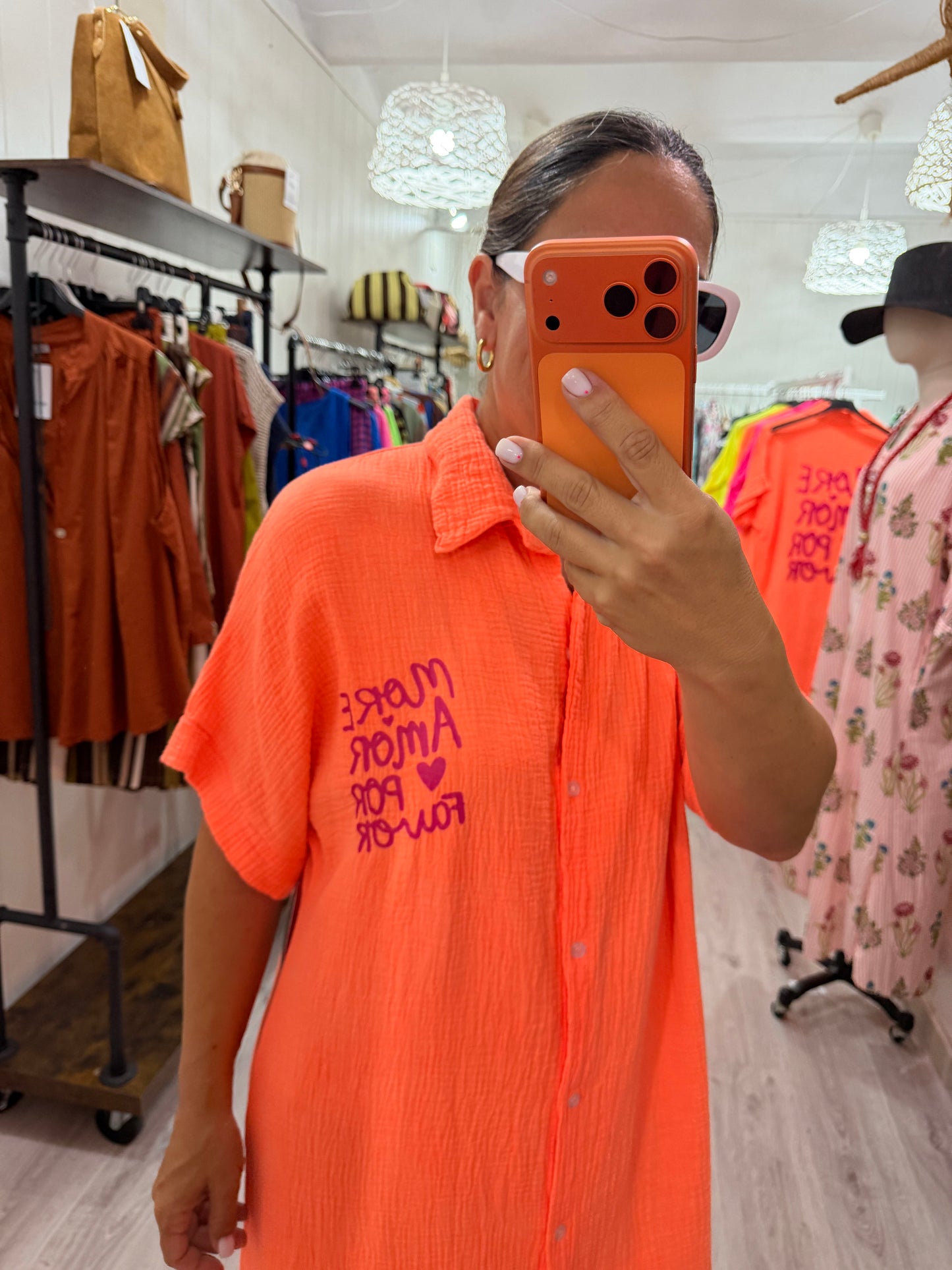 Vestido More Amor bambula naranja