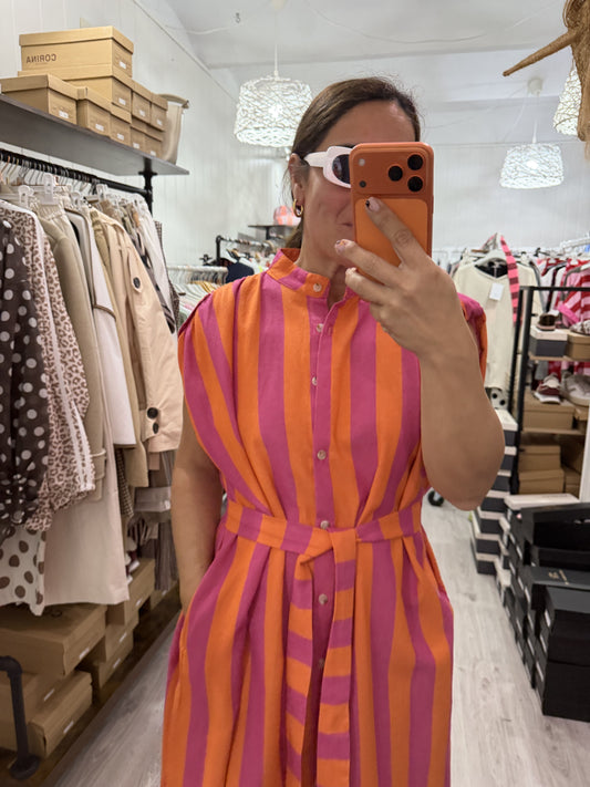 Kaftan Oversize Cascais fucsia y naranja
