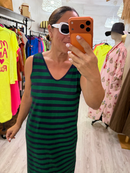 Vestido Marsella marino y verde