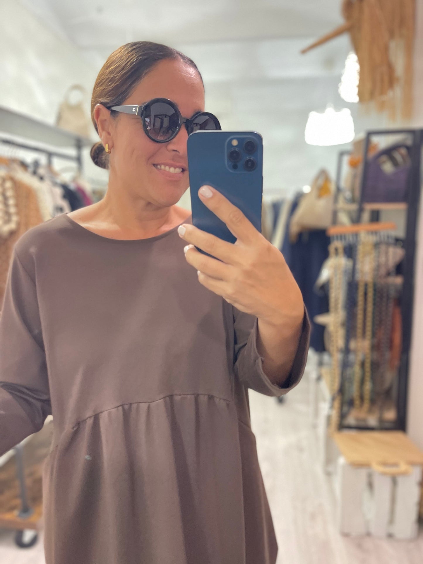 Vestido Wendy punto roma marrón